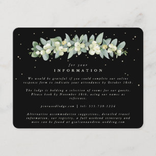 Black Snowberry+Eucalyptus Garland Wedding Info Enclosure Card