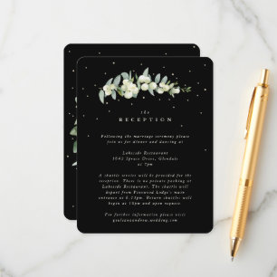 Black Snowberry+Eucalyptus Stem Wedding Reception Enclosure Card