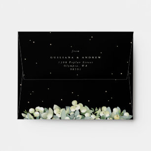 Black Snowberry+Eucalyptus Wedding A2 Enclosure Envelope