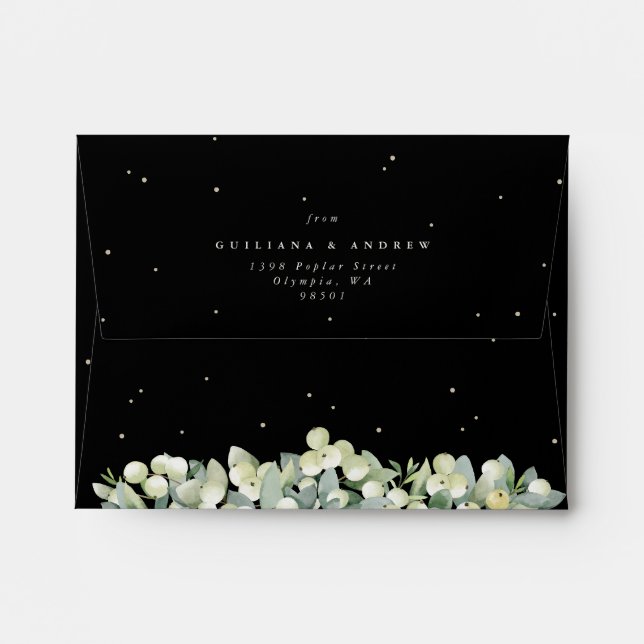 Black Snowberry+Eucalyptus Wedding A2 Enclosure Envelope (Back (Top Flap))