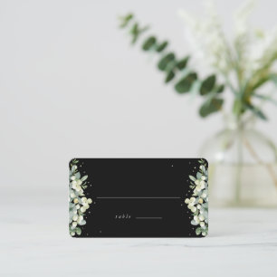 Black Snowberry + Eucalyptus Wedding Flat Place Card
