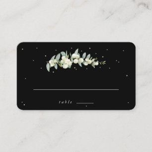 Black Snowberry + Eucalyptus Wedding Flat Place Card