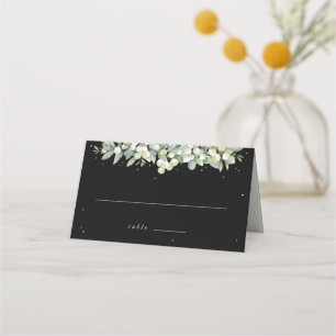 Black Snowberry + Eucalyptus Wedding Place Card