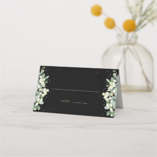 Black Snowberry + Eucalyptus Wedding Place Card