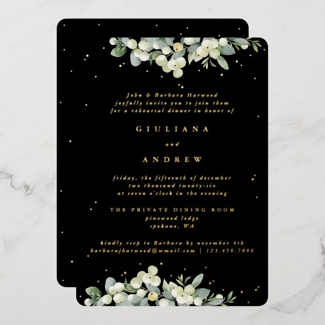 Black Snowberry+Eucalyptus Wedding Rehearsal (Front/Back)