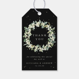 Black Snowberry+Eucalyptus Wedding Thank You Gift Tags