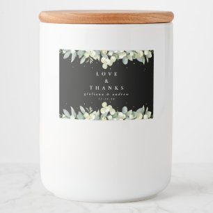 Black Snowberry+Eucalyptus Winter Wedding Favour Food Label