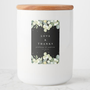 Black Snowberry+Eucalyptus Winter Wedding Food Label