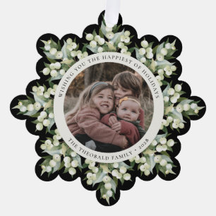 Black Snowberry+Greenery Holiday Paper Ornament Card