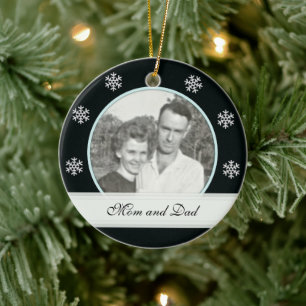 Black: Snowflake Banner Memorial: Picture Ornament