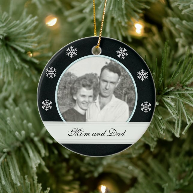 Black: Snowflake Banner Memorial: Picture Ornament (Tree)