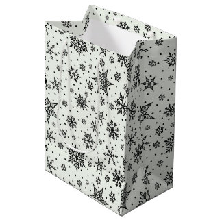 Black Snowflakes Christmas Pattern Medium Gift Bag