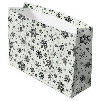 Black Snowflakes Christmas Patterns Large Gift Bag