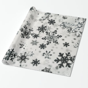 Black Snowflakes Digital Art Wrapping Paper
