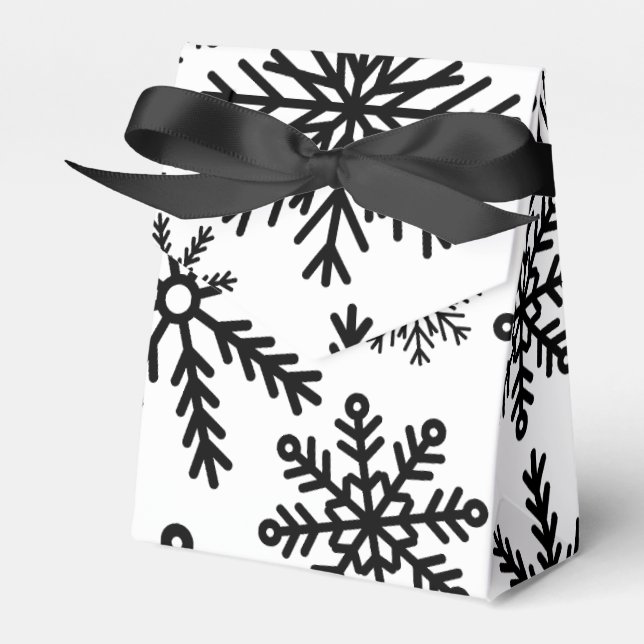Black Snowflakes Favor Box (Front Side)