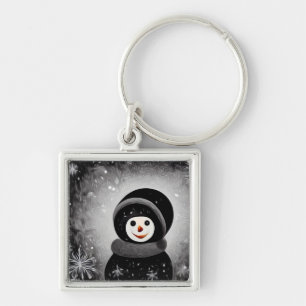 Black Snowsuit Snowman Keychain