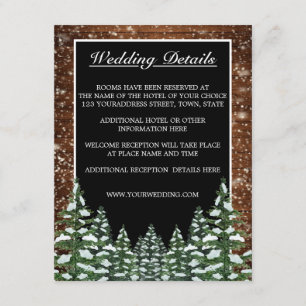 Black Snowy Wood & Forest Country Wedding Details Enclosure Card