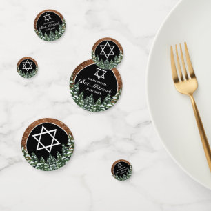 Black Snowy Wood & Forest Pine Bar Bat Mitzvah Confetti