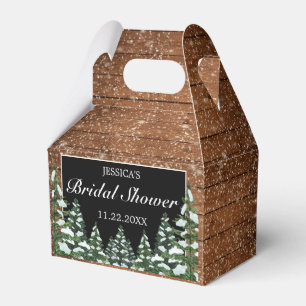 Black Snowy Wood & Forest Pine Bridal Shower Favor Box