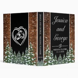 Black Snowy Wood & Forest Pine Wedding Binder