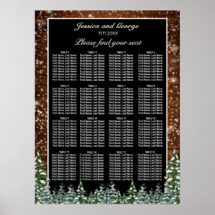 Black Snowy Wood Forest Seating Chart 16 Tables