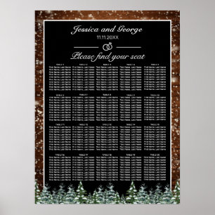 Black Snowy Wood Forest Seating Chart 20 Tables