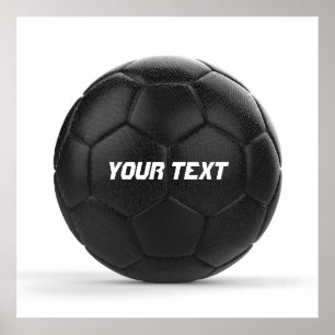 Black Soccer Ball Personalized Text Poster