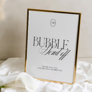 Black & Soft White Bubble Send Off Wedding Sign