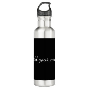 Black solid add name text message here throw pillo 710 ml water bottle