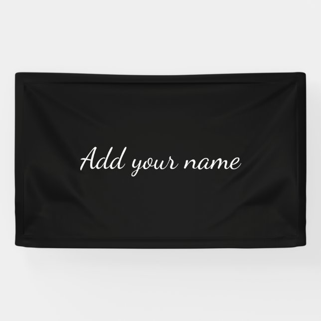 Black solid add name text message here throw pillo banner (Horizontal)