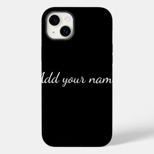 Black solid add name text message here throw pillo Case-Mate iPhone 14 plus case