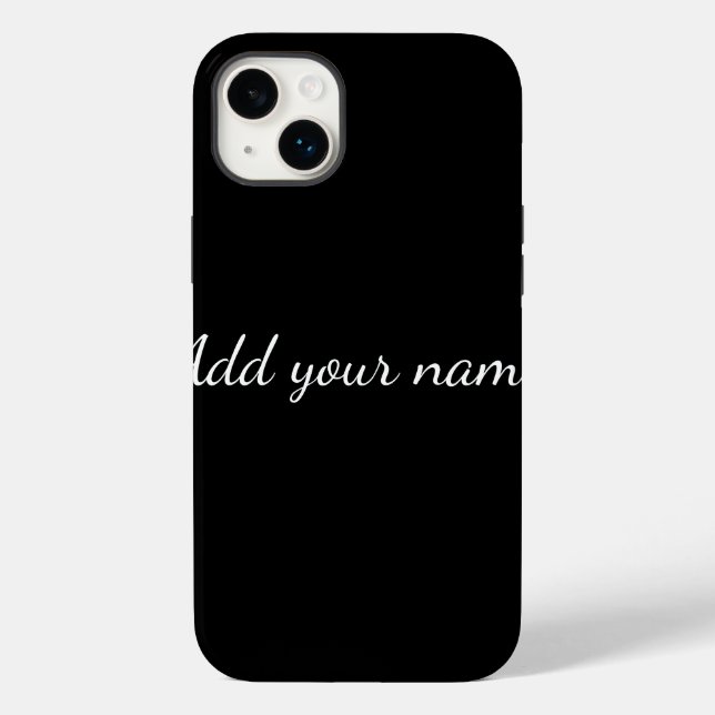 Black solid add name text message here throw pillo Case-Mate iPhone case (Back)