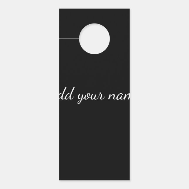 Black solid add name text message here throw pillo door hanger (Front)