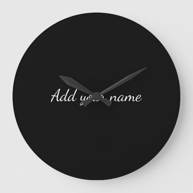 Black solid add name text message here throw pillo large clock (Front)