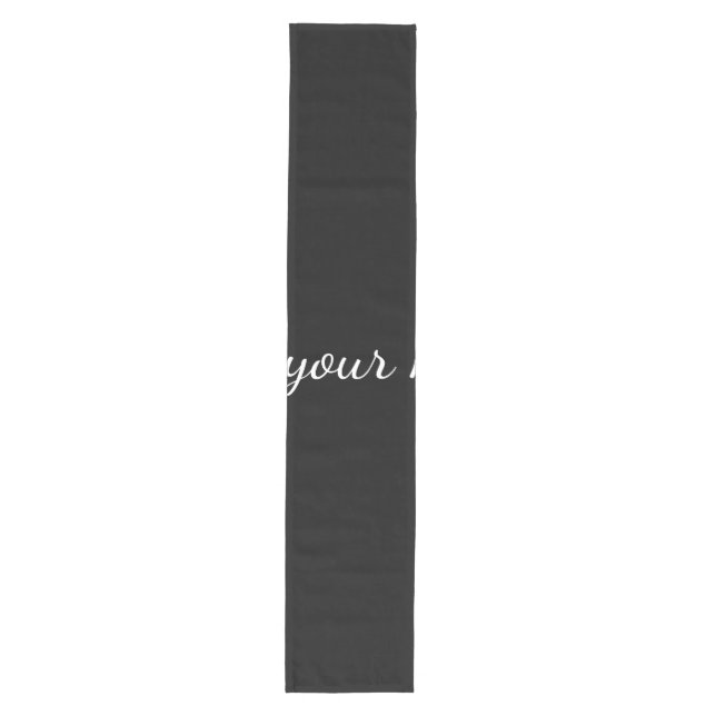 Black solid add name text message here throw pillo medium table runner (Front)