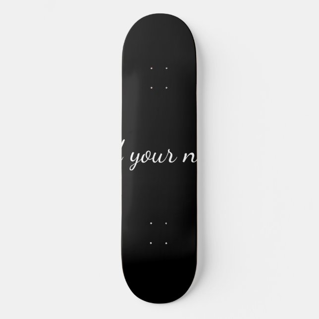 Black solid add name text message here throw pillo skateboard (Front)