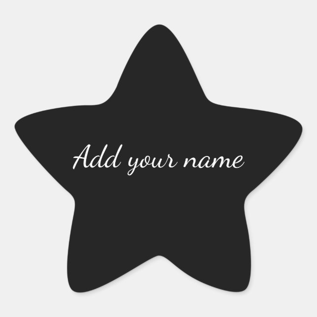 Black solid add name text message here throw pillo star sticker (Front)