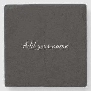 Black solid add name text message here throw pillo stone coaster