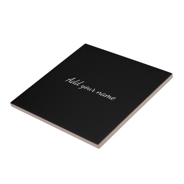 Black solid add name text message here throw pillo tile (Side)