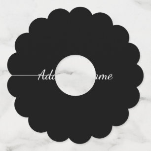 Black solid add name text message here throw pillo wine glass tag