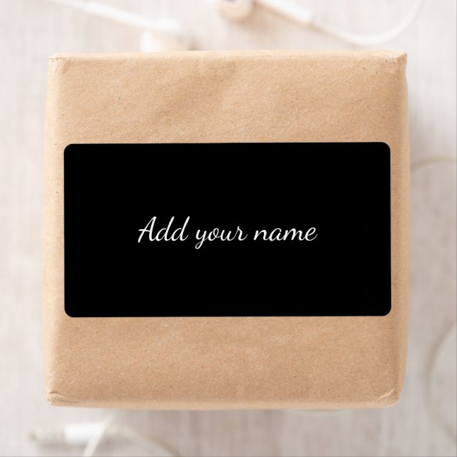 Black solid add name text message here throw pilow (Insitu)