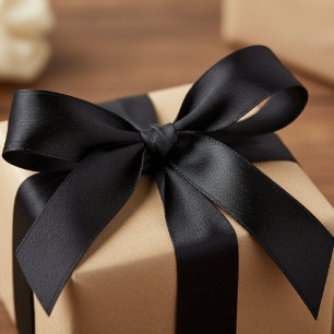 Black Solid Colour Simple Minimalist Satin Ribbon