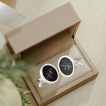 Black Solid Colour Stylized Monogram Cufflinks<br><div class="desc">A pair of sterling silver plated, round cufflinks for the fashionable man that feature a solid, black background along with his name printed in white, upper case letters and superimposed with white, stylized initials. Personalize your cufflinks by editing and replacing name and initials as desired. A classy gift for birthdays,...</div>