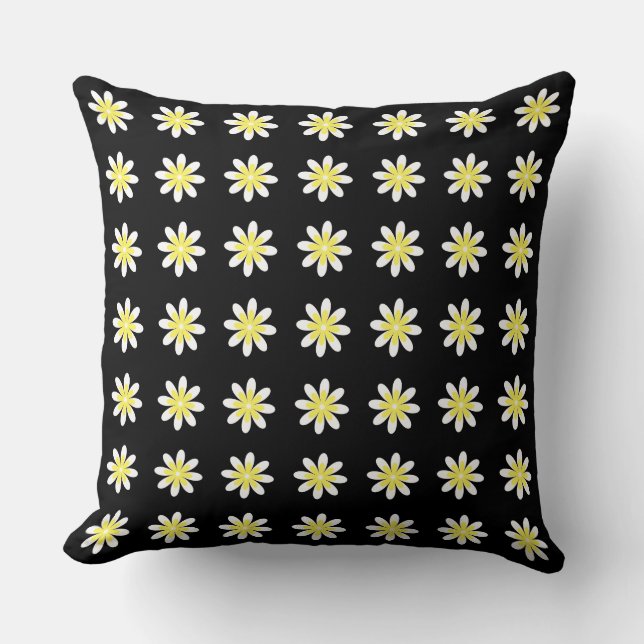 Black : Solid Uniform Colour Throw Pillow (Front)