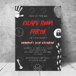 Black Solve the Mystery Escape Room Birthday Party Invitation<br><div class="desc">Celebrate your birthday with this cool invitation,  featuring modern design in red and black and custom text of your choice. Easily add your details by clicking on the "personalize" option.</div>