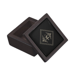Black Sophisticate Flourish Chic Golden Initials Gift Box