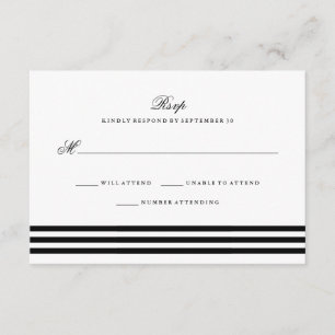 Black Sophisticated Stripes Mariage RSVP