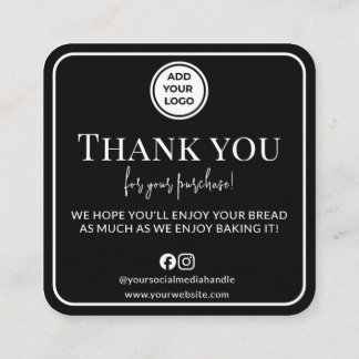 Black Sourdough Care Tips Thank You Logo Card