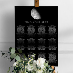 Black space and night moon wedding seating chart