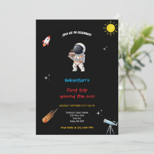 BLACK SPACE BIRTHDAY INVITATION